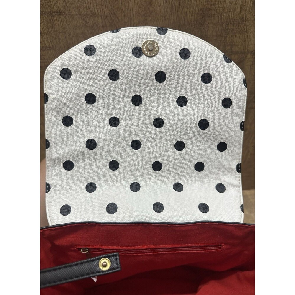 Disney Parks Paris Minnie Mouse black white stripe polkadot backpack - Picture 8 of 14